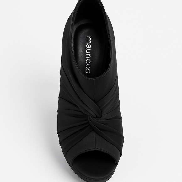 Maurices Black Peep Toe Satin Heels Size 9 - Picture 4 of 5